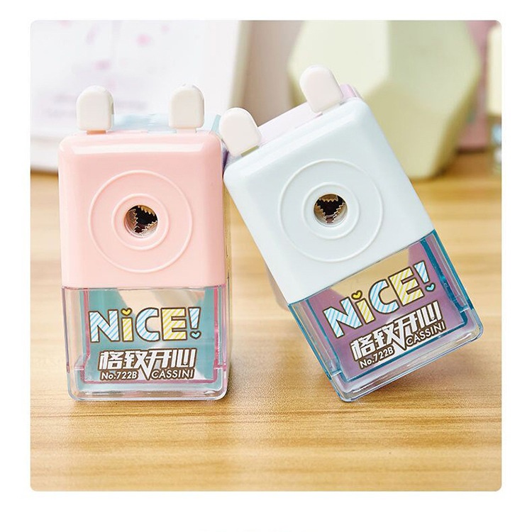 Gọt bút chì tự động quay tay nhỏ gọn Hồng - Xanh