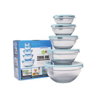 Bộ 5 bát thuỷ tinh có nắp đậy để tủ lạnh