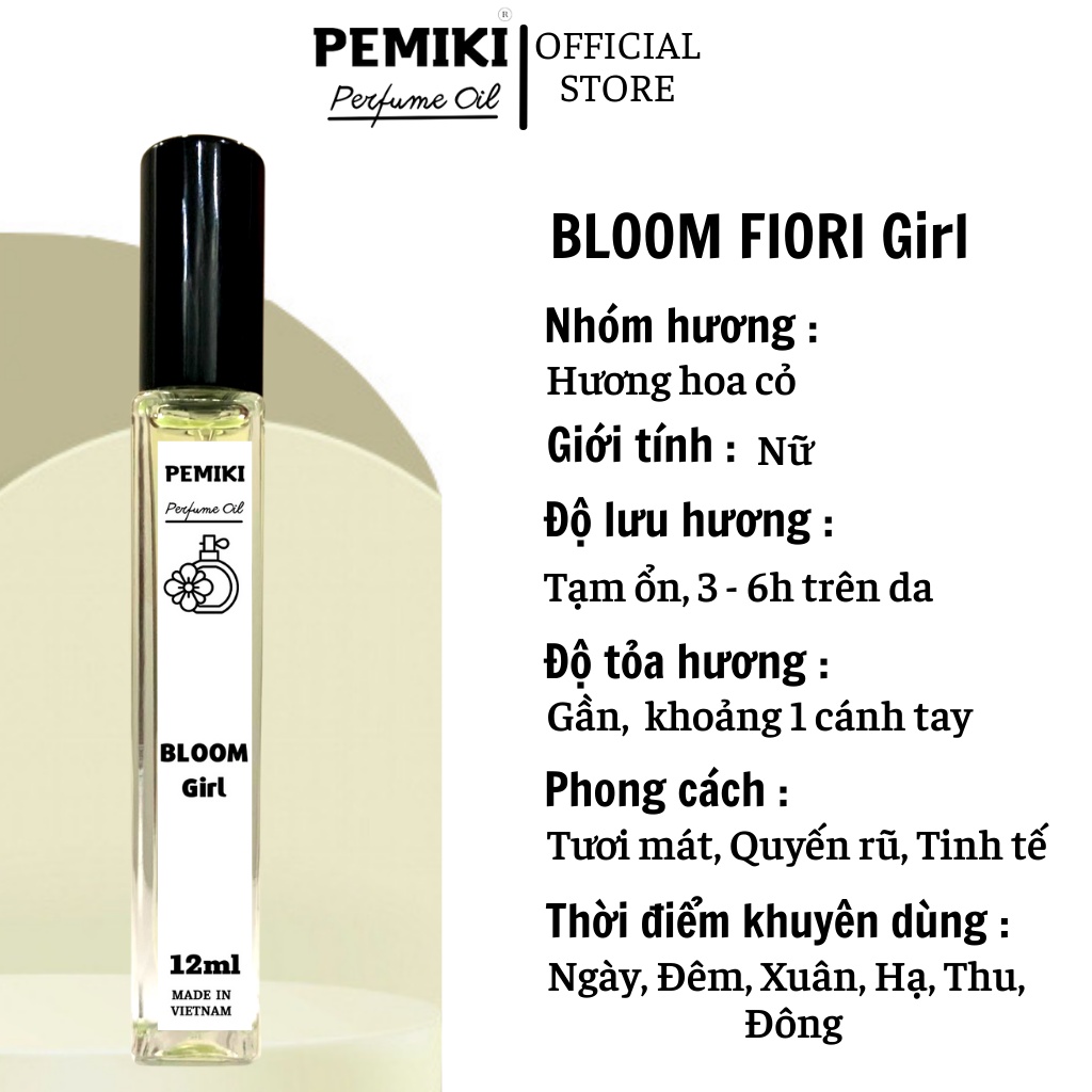 Tinh dầu nước hoa BLoom Fiori EDT 12ml dạng xịt tươi mát, trẻ trung, quyến rũ - PMK Store