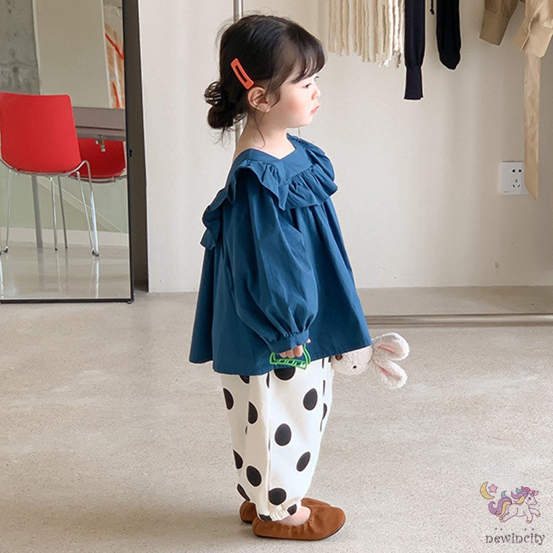 Áo Sơ Mi Cotton Cổ Vuông Dài Tay Thời Trang Hàn Quốc Dành Cho Bé Gái