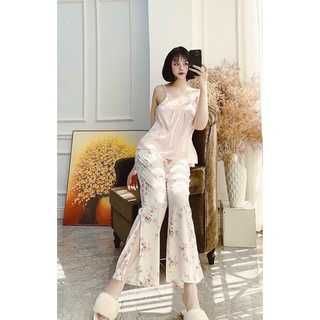 BỘ LỤA 2 DÂY QUẦN DÀI HỒNG CAO CẤP