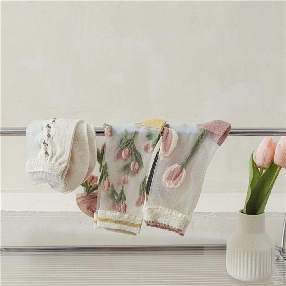 Vớ Siêu Mỏng Họa Tiết Dễ Thương Cho Nữ|Tất Lưới Lụa Họa Tiết Hoa Thời Trang Xuân Hè