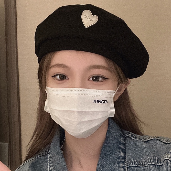 Nón Beret Màu Đen Thời Trang Mùa Thu Phong Cách Hàn Quốc Cho Nữ