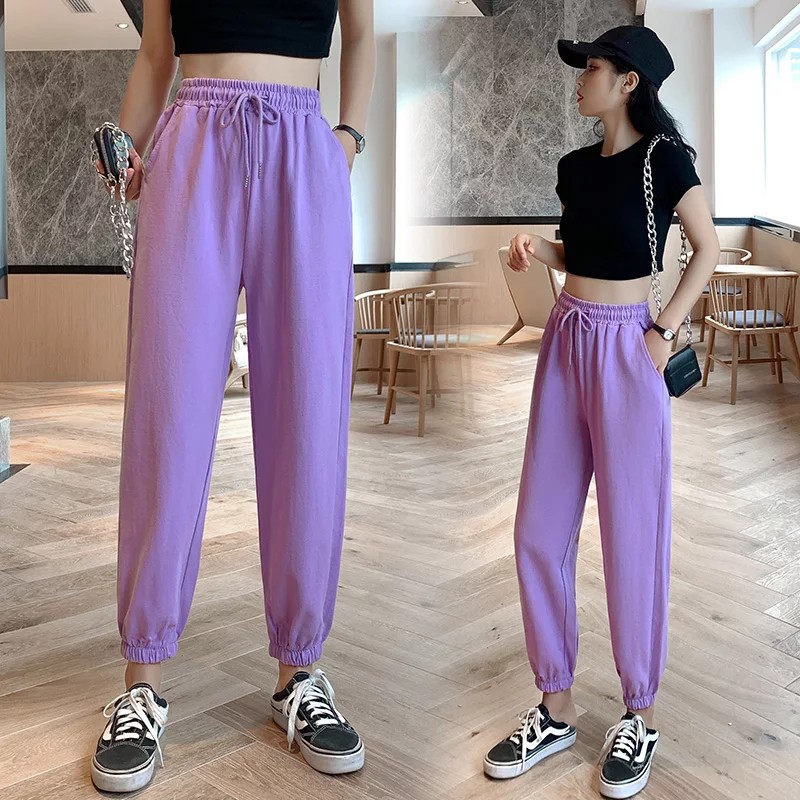 JOGGER PANTS UNISEX TRƠN ỐNG BÓ TÚM - STREET STYLE  CHẤT NGẦU - FORM RỘNG BASIC QUẦN THUN NỈ DÀY MỊN CÁ TÍNH - NAM NỮ 36