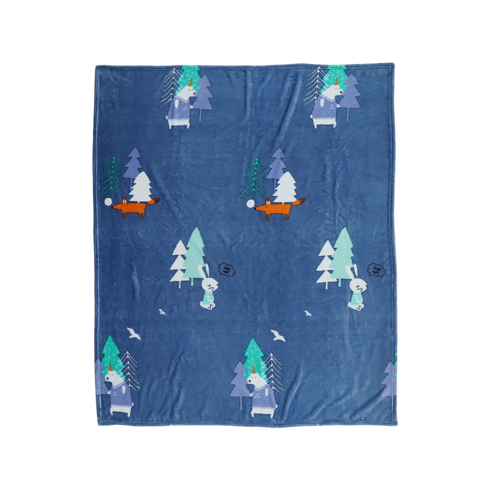 HomeBase HL Chăn mền nỉ du lịch văn phòng Polyester H152xW127cm Màu xanh dương