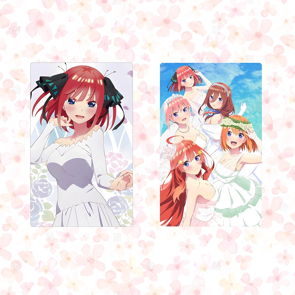 Ảnh card bo góc in hình Gotoubun No Hanayome WEDDING DRESS ver Váy Cưới Nhà Có 5 Nàng Dâu thẻ bo viền 5*8cm #