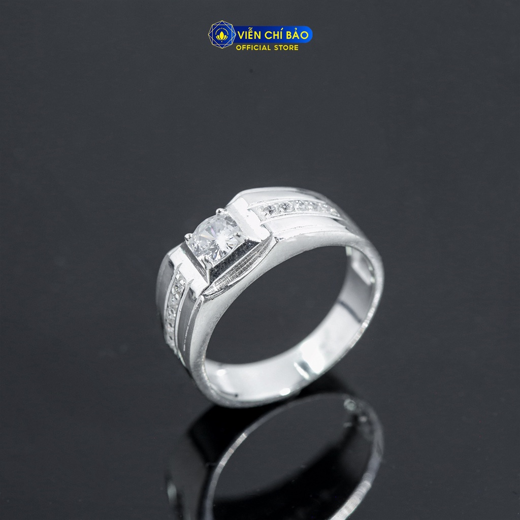 Nhẫn bạc nam đính đá trắng chất liệu bạc S925 thời trang phụ kiện trang sức Viễn Chí Bảo N300004