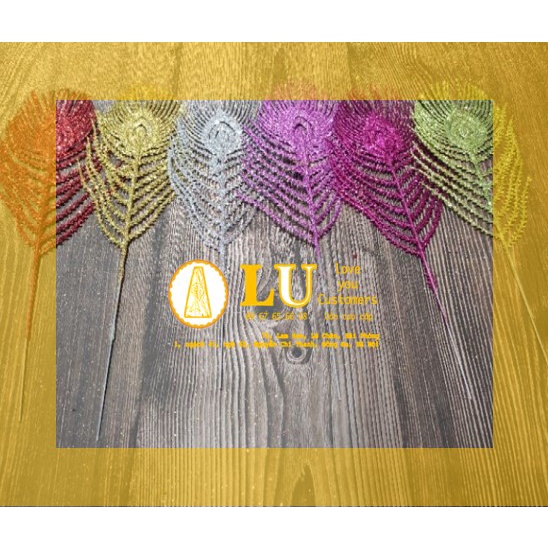 Lông công nhỏ kim tuyến trang trí oản tài lộc,giỏ quà ,Cành đuôi công , làm oản ,đồ handmade | L U