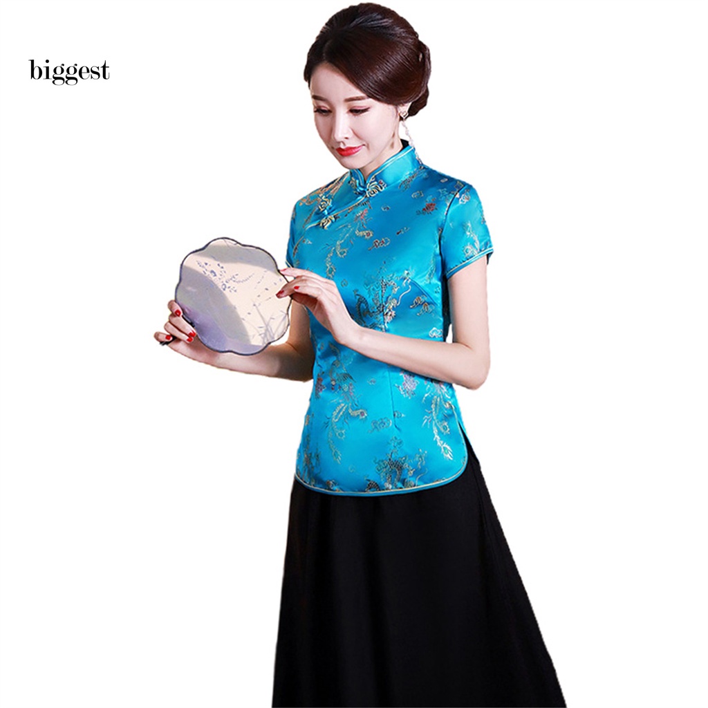 Áo Kiểu Sườn Xám Cổ Đứng Phong Cách Trung Hoa Cho Nữ