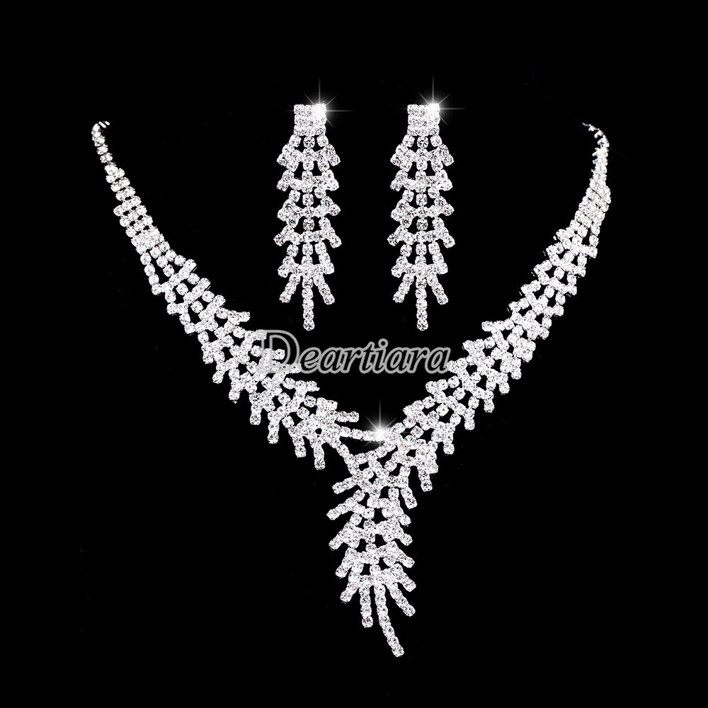 Bộ Vòng cổ Và Bông Tai Thời Trang Âu Mỹ Cho Cô Dâu