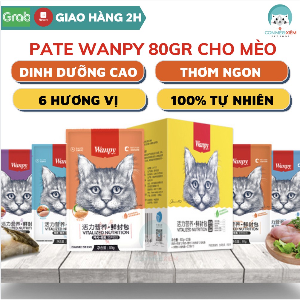 Pate cho mèo Wanpy 80g, thức ăn ướt tăng cân dinh dưỡng cho mèo con lớn nhỏ Con Mèo Xiêm