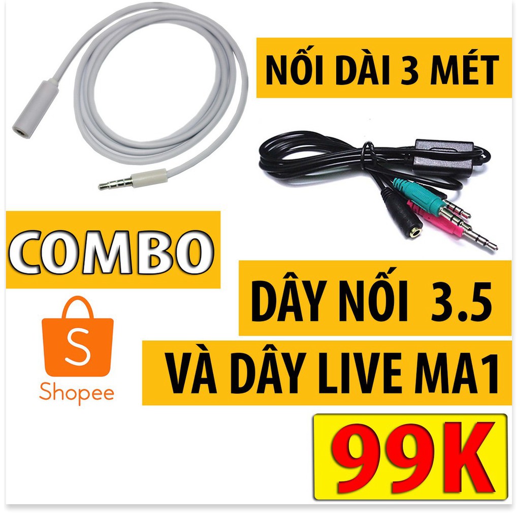 Combo tiện lợi dây livestream 3 màu MA1 + dây nối dài lên đến 3m