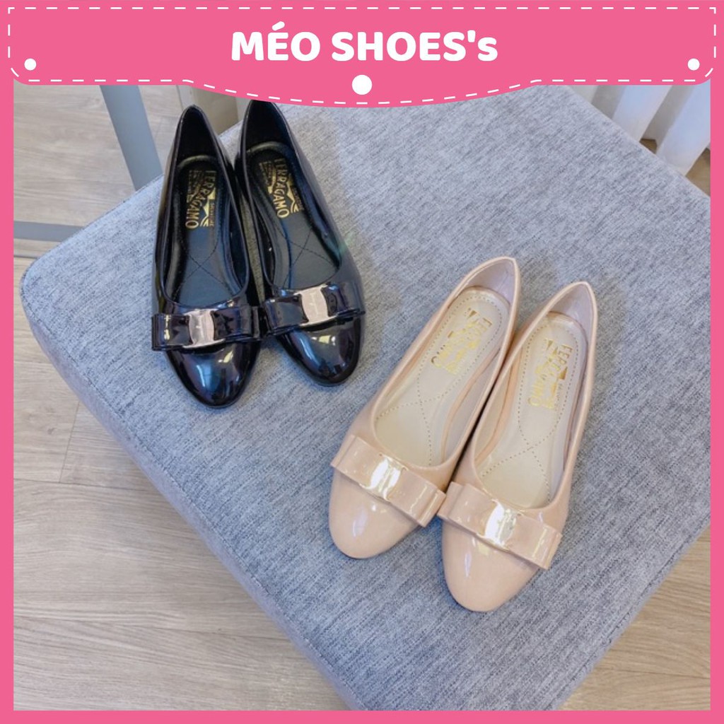 Giày búp bê da bóng phối nơ sang chảnh ( hàng đế đẹp)