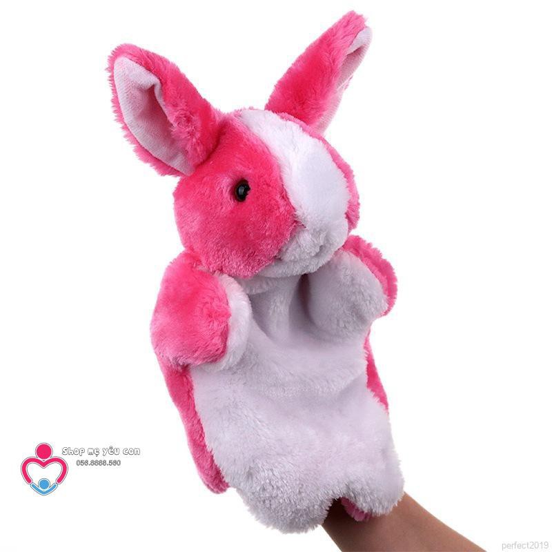Rối tay nhồi bông hình động vật - RỐI BÀN TAY THỎ BÔNG Dễ Thương Cho Bé