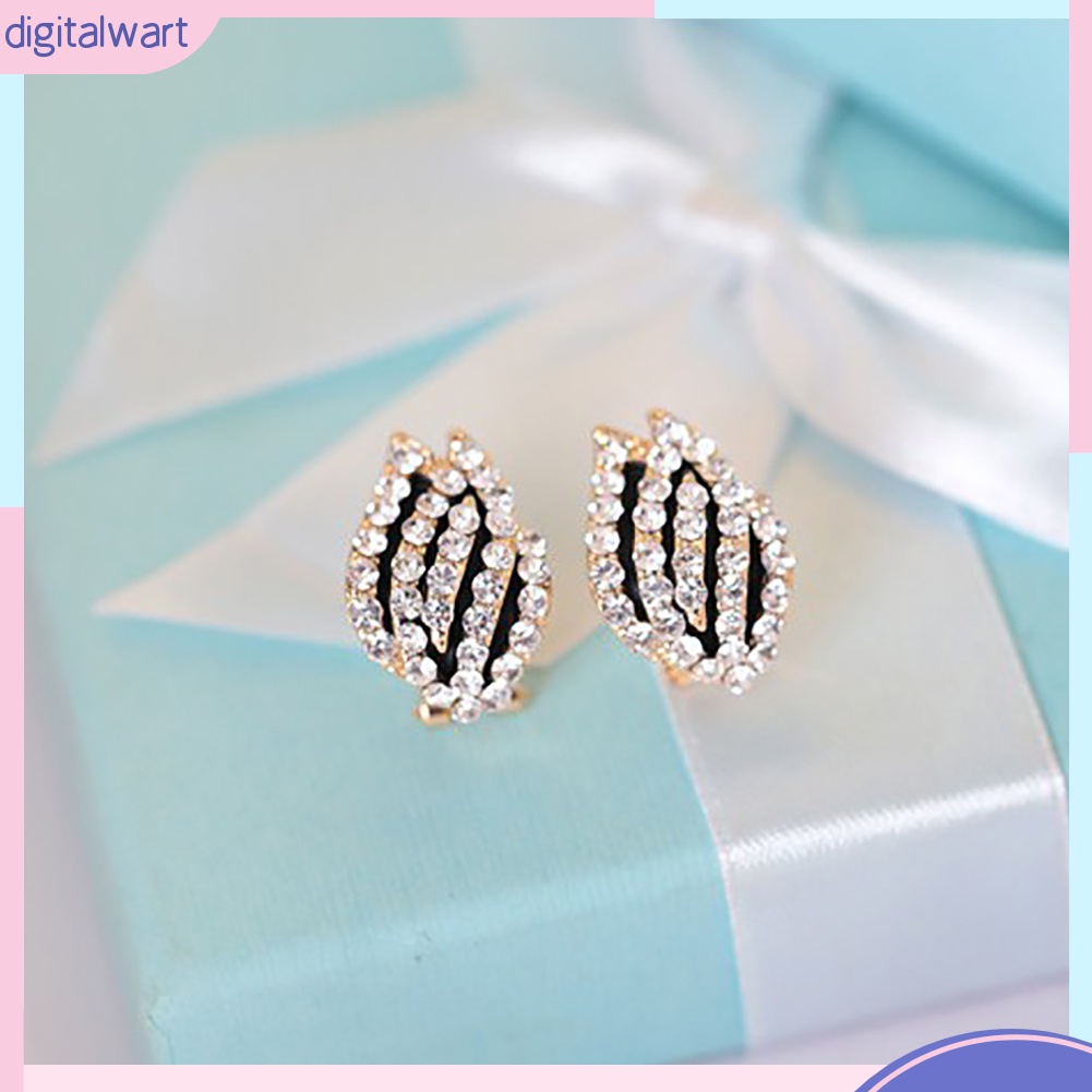 Đôi khuyên tai hình hoa tulip đính đá kiểu dáng thời trang cho nữ