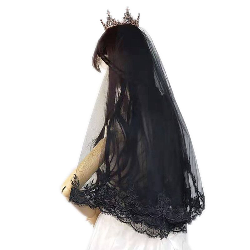 Khăn trùm đầu bằng ren họa tiết thêu hoa xinh xắn thời trang dành cho lễ hội hóa trang