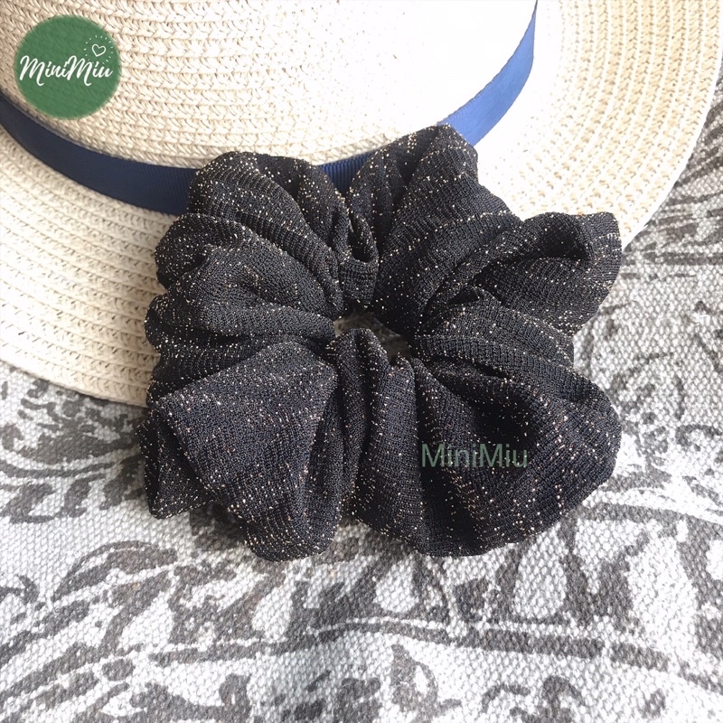 Dây cột tóc, buộc tóc Scrunchies vải ren kim tuyến siêu phồng CT32VA-1