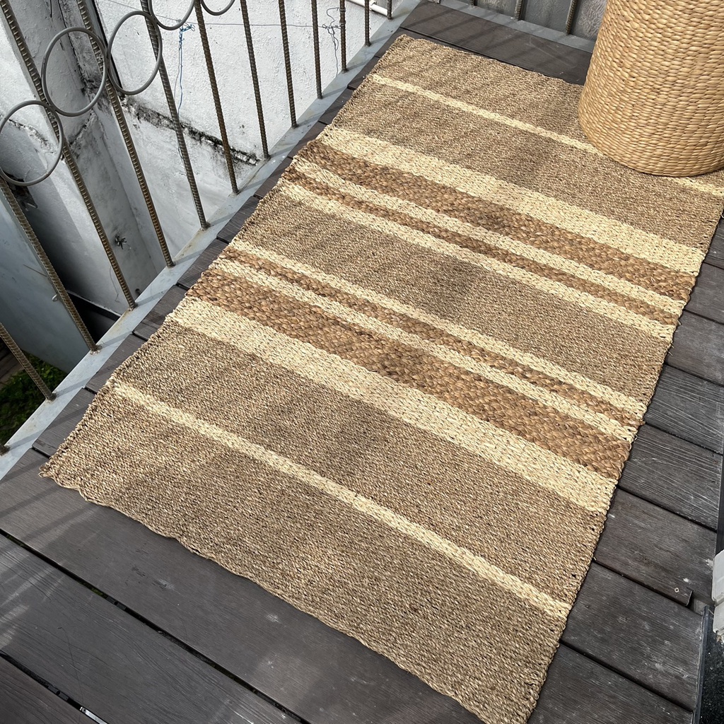 Thảm cói trải sàn phối buông sọc hàng đẹp
