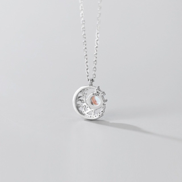 Dây chuyền bạc H.A.S hình mặt trăng Opal 40-45cm - HDC3