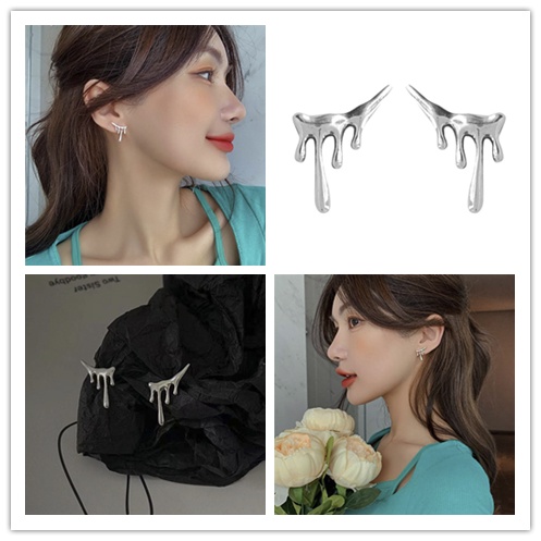 Cod Qipin Khuyên Tai Dạng Lỏng Hình Giọt Nước Kiểu Punk Cổ Điển Cho Nam Và Nữ