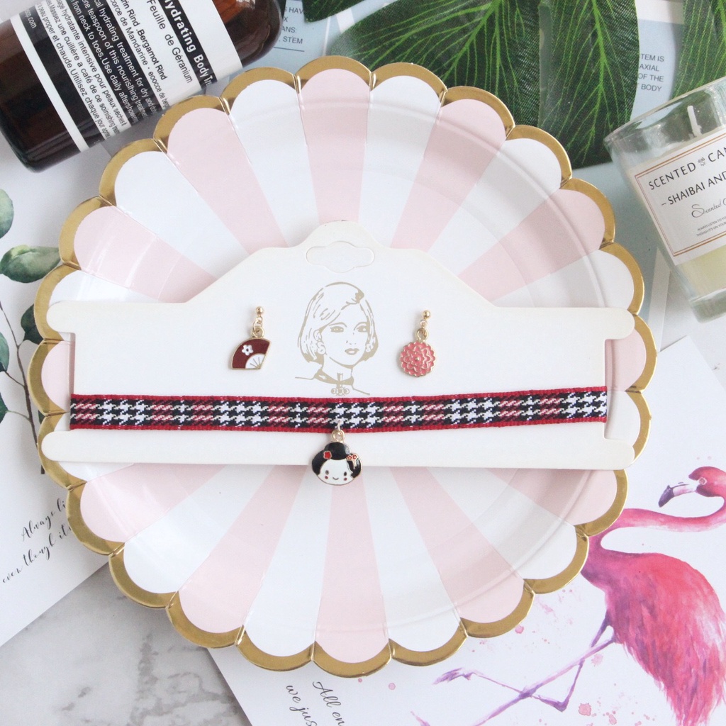 Vòng cổ Choker handmade Mặt Họa Tiết Hoạt Hình Phong Cách Nhật Bản Ngọt Ngào