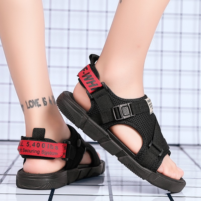 Giày sandal YOZOH cho nam màu đen & đỏ phong cách thời trang size 39-45