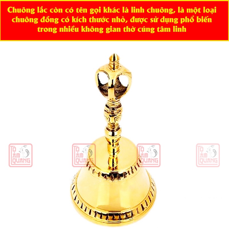 Chuông lắc tay lục lạc bằng đồng phong thủy - Chuông cầm tay có cán 18.5cm thờ cúng tâm linh - TÔ TÂM QUANG