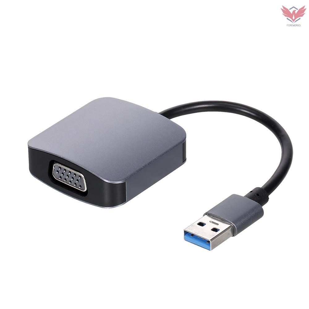 Fir USB to VGA Adapter 1080P Ultra HD USB3.0 Video Adapter Screen Mirroring Adapter for TV/Monitor/Projector Gray