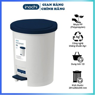 Thùng rác -nhựa đạp chân nắp tròn inochi 12l lít làm sọt rác văn phòng,đựng rác gia đình, trong nhà thrt12l