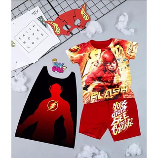 Bộ quần áo trẻ em Người Hùng Tia Chớp dài tay cho bé trai - kèm áo choàng và mặt nạ