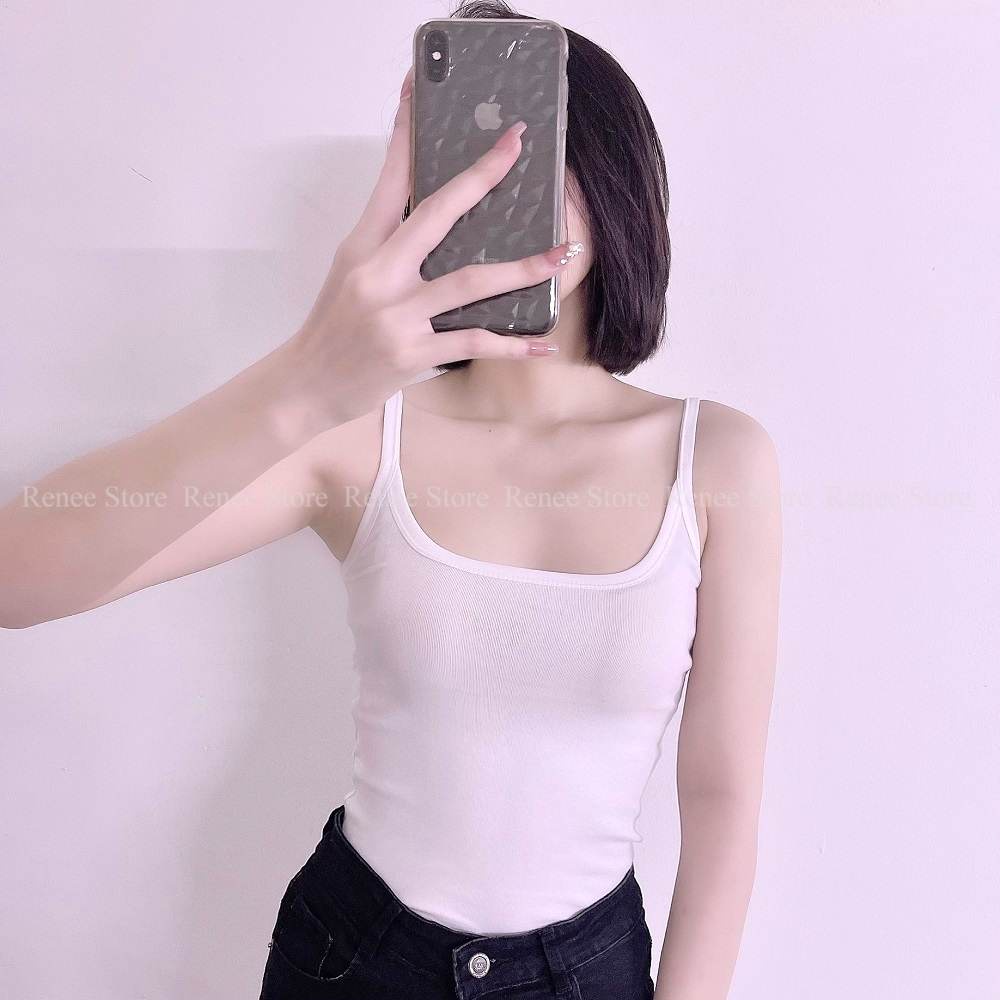 [Mã FAMARAL2 giảm 10K đơn 50K] Áo hai dây nữ RENEE Áo 2 dây nữ dáng dài chất cotton mát mềm mịn A02