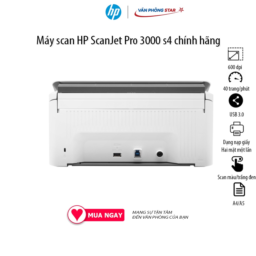 Máy scan HP Pro 3000 S4 (6FW07A) Độ phân giải 600 dpi Tốc độ 40-60 trang/phút