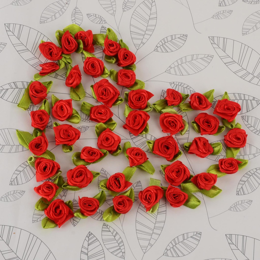 Bộ 100 nơ hoa hồng bằng vải satin dùng trong trang trí tiệc cưới