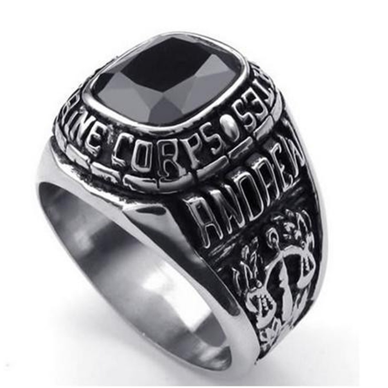 Nhẫn thép không gỉ 316L đính đá mã não kiểu dáng độc đáo thời trang cho nam
