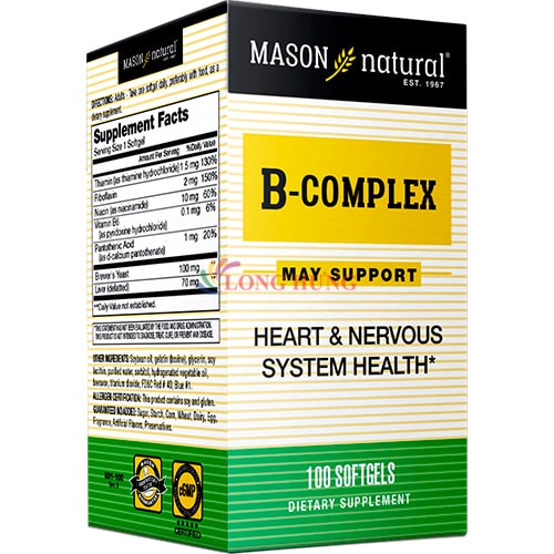 Viên uống Mason Natural B-Complex hỗ trợ nâng cao sức khỏe (100 viên)