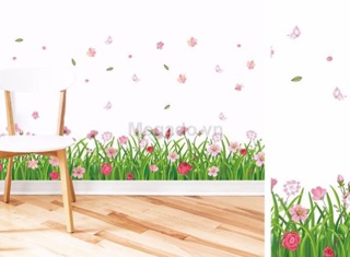 Decal tranh dán chân tường hoa cỏ