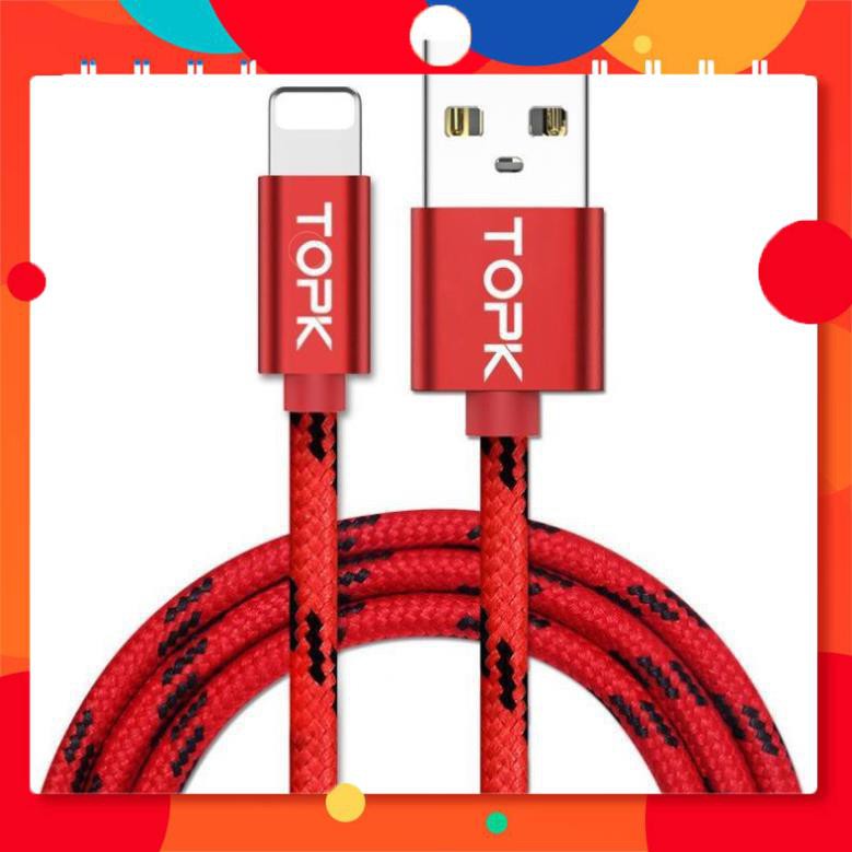 Cáp Sạc TOPK AN09 Cổng USB Dây Nylon Cho Iphone Dài 1-2m TPHCM