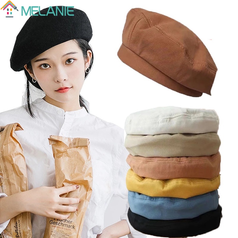 Mũ nồi vải cotton màu trơn phong cách vintage thời trang mùa đông cao cấp cho nam và nữ