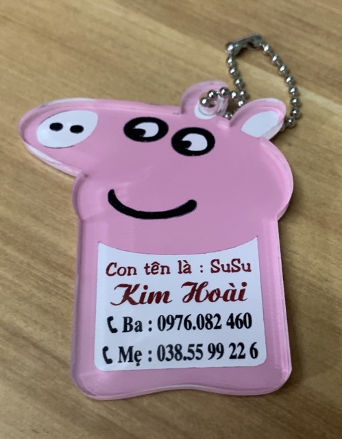 Thẻ Tên Treo Cặp Cho Bé Hình Heo Peppa