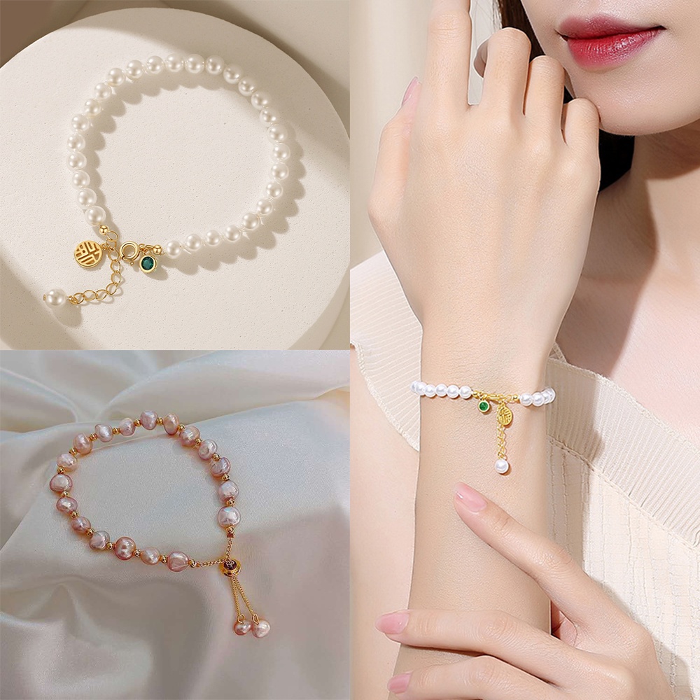 Vòng Tay Đính Ngọc Trai Nhân Tạo Có Thể Điều Chỉnh Kích Thước Dành Cho Nữ