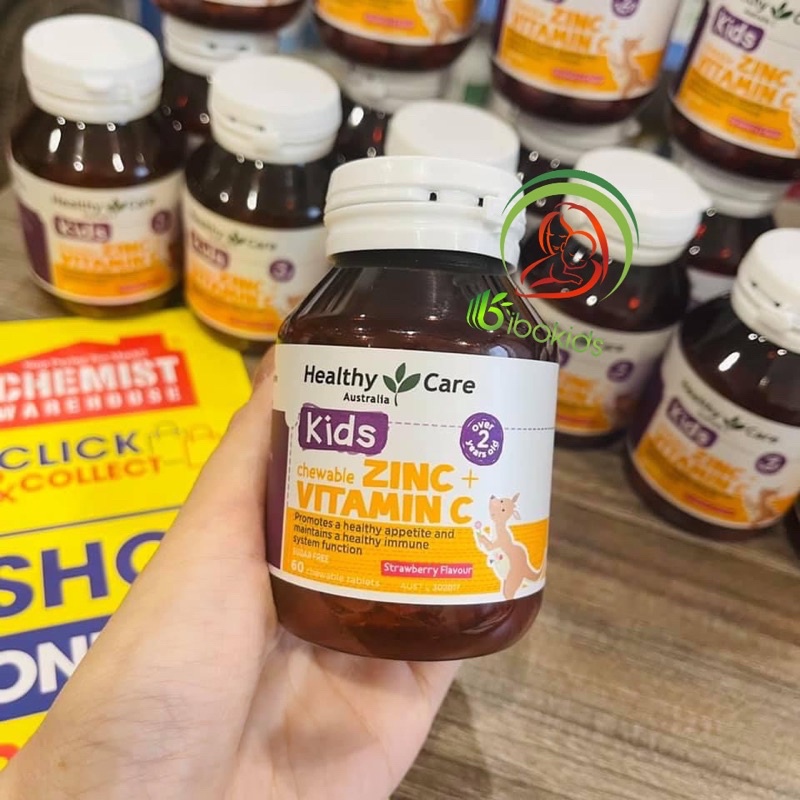 Kẹo kẽm ZinC + Vitamin C Healthy Care mẫu mới