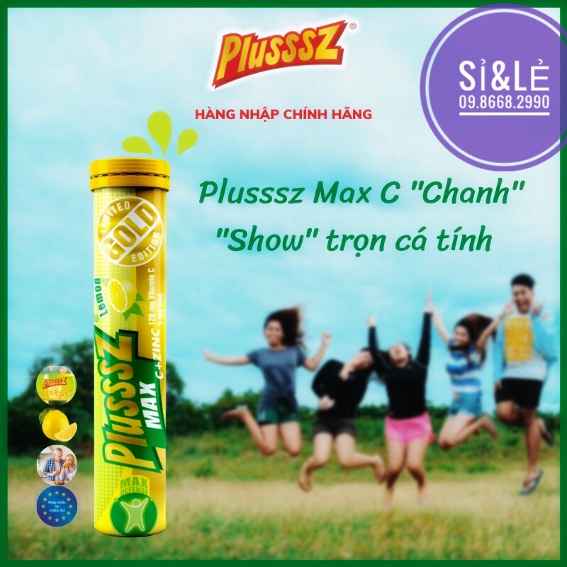 Sủi Plusssz Max Vitamin C ZinC vị Cam /Chanh Hỗ trợ tăng đề kháng