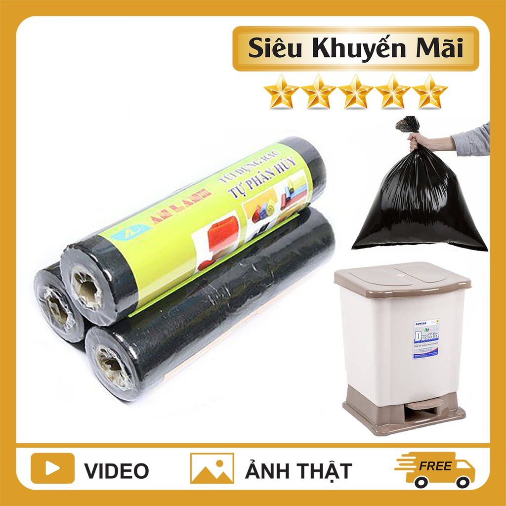 Túi đựng rác sinh học tự phân hủy túi niêm phong gói hàng có quai xách tiện lợi đảm bảo vệ sinh môi trường