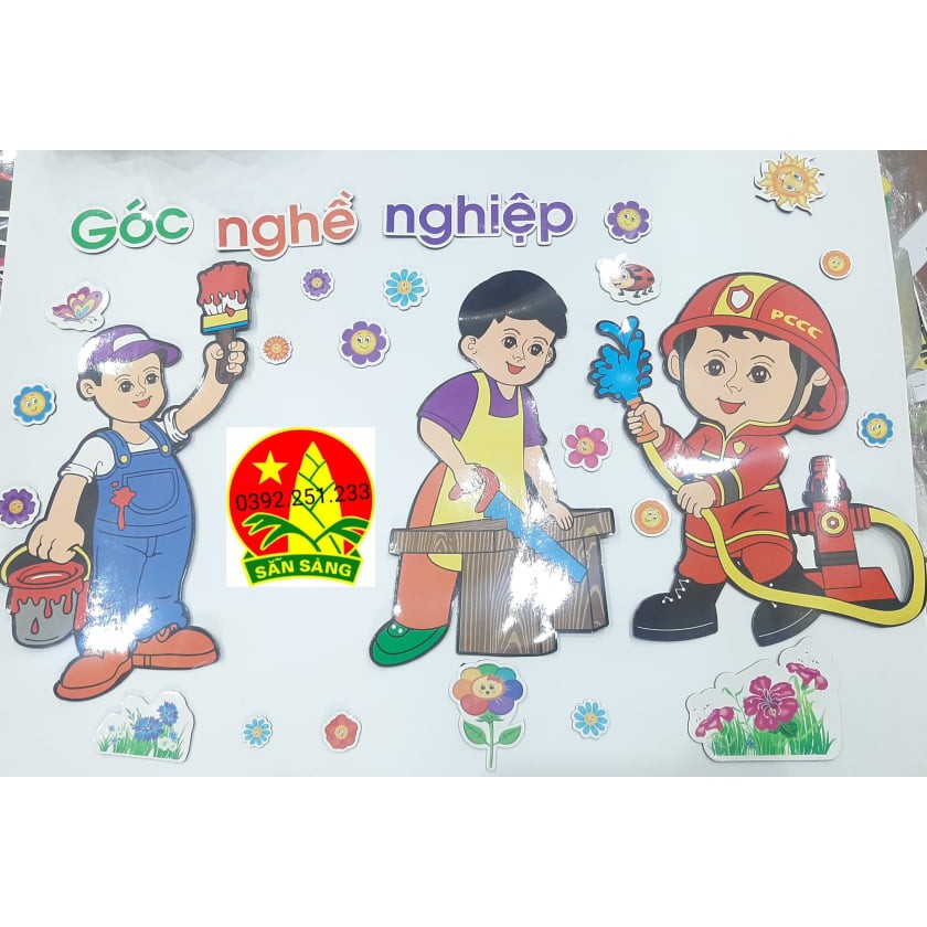 Tranh góc mầm non các chủ đề góc xây dựng góc nghề nghiệp nội trợ... [Xốp đẹp + Tặng Keo]