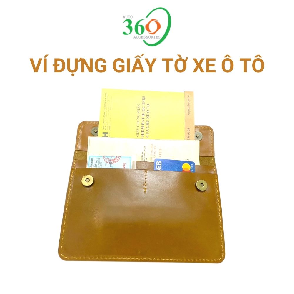 Ví đựng giấy tờ xe ô tô, ví đựng đăng kiểm ô tô, cavet, bảo hiểm, thẻ ngân hàng, card visit bằng da thật 100%