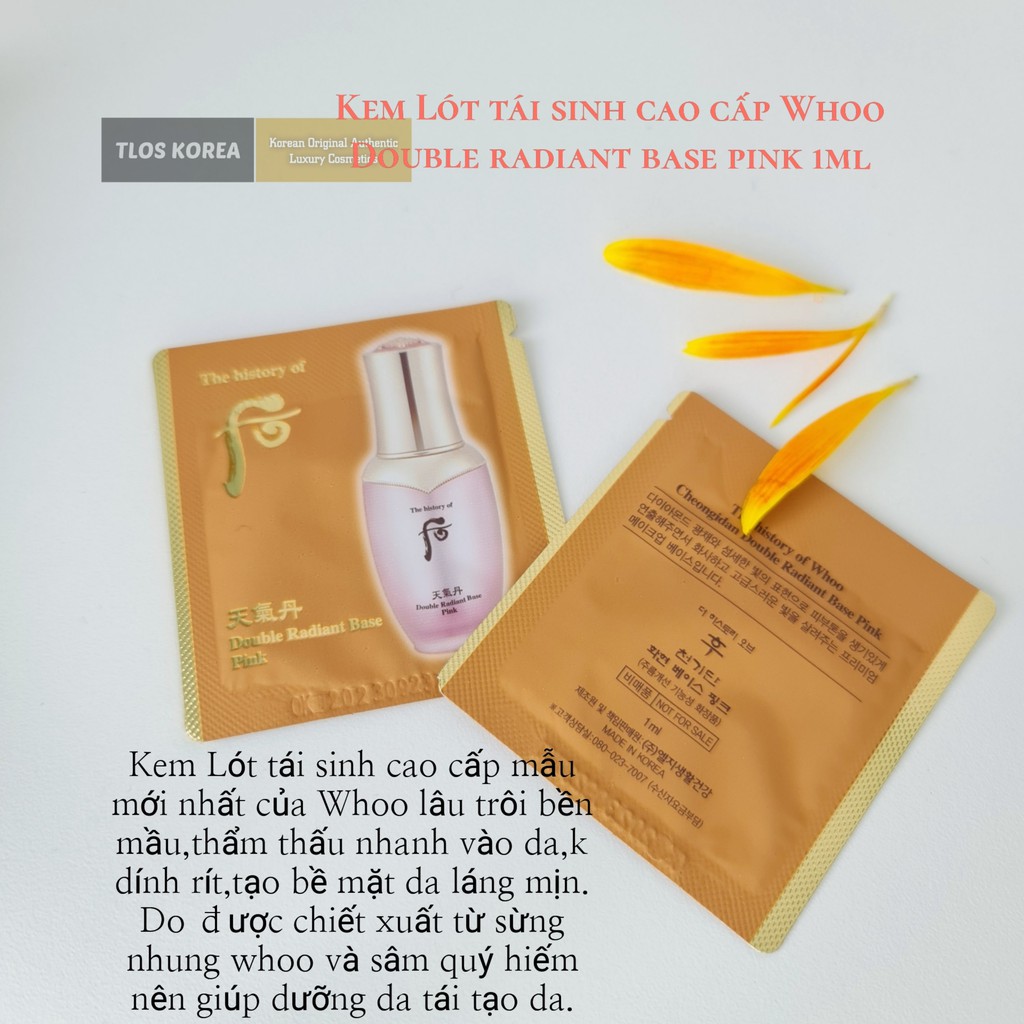Gói sample Kem Lót tái sinh cao cấp Whoo Double radiant base pink 1ml