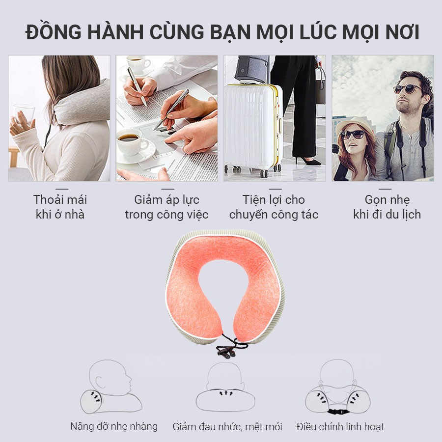 [Mã BMBAU50 giảm 10% đơn 99k] Gối Tựa Cổ Chữ U Cao Su Non CIND Màu Cam Nhập Khẩu Chính Hãng