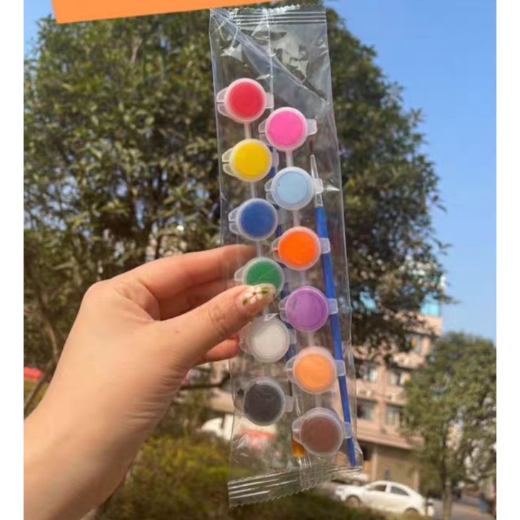 Set Màu Tô 12 Màu Mini Acrylic Tặng Kèm 2 Cọ Vẽ