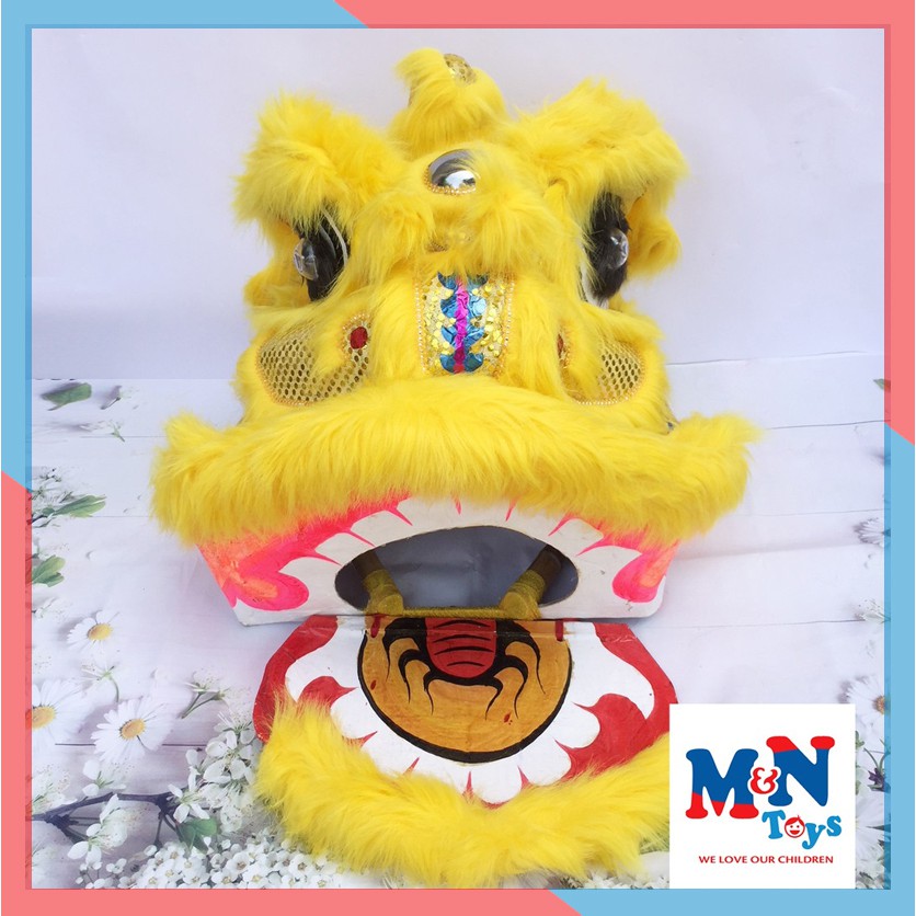 Đầu lân sư rồng lớn , đầu sư tử Trung thu có đèn mắt nháy sáng cỡ đại cho người lớn - Màu vàng