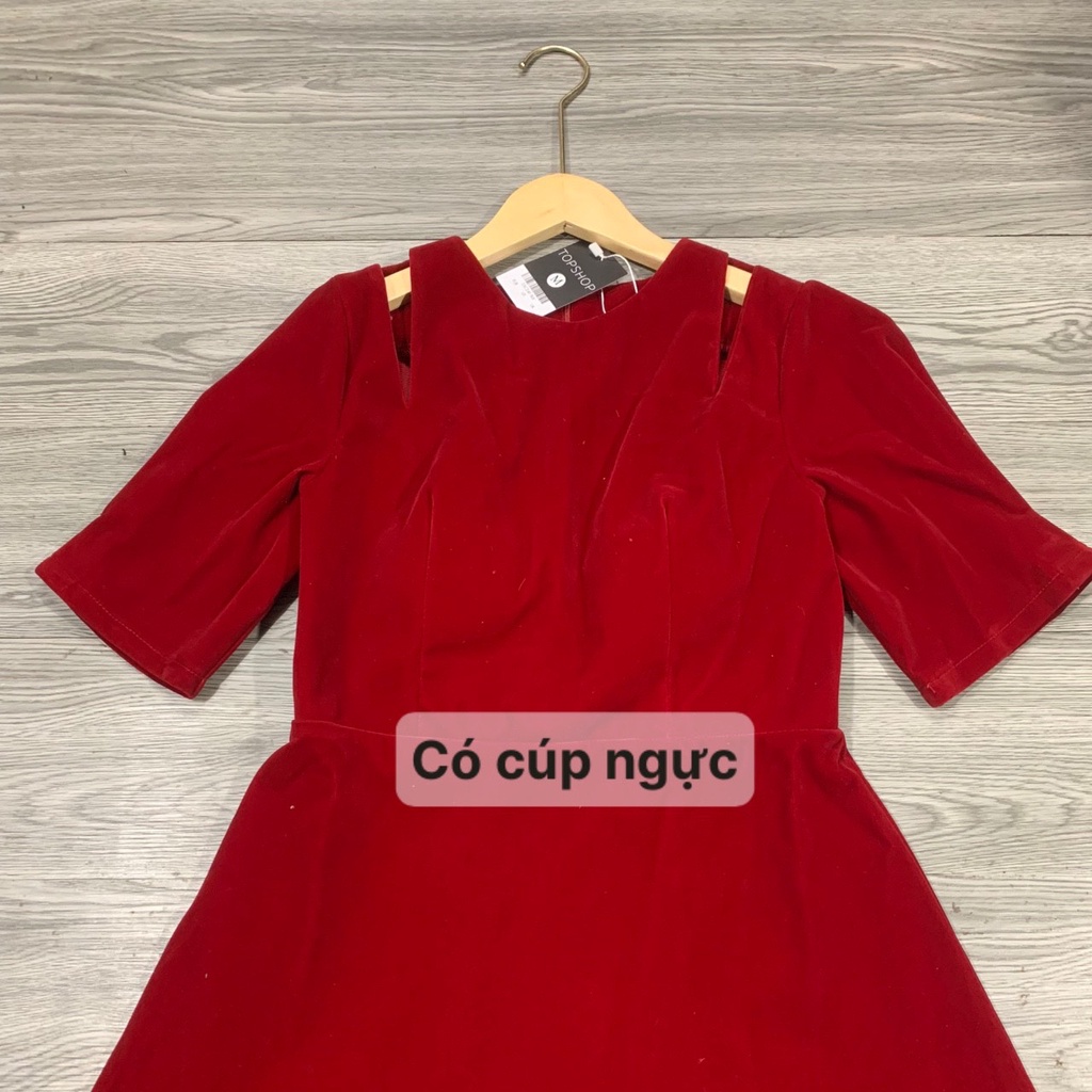 Váy nữ thiết kế xòe chữ A xòe Đầm nhung đỏ - đen trẻ trung sang trọng HN CLOTHING V38 | BigBuy360 - bigbuy360.vn